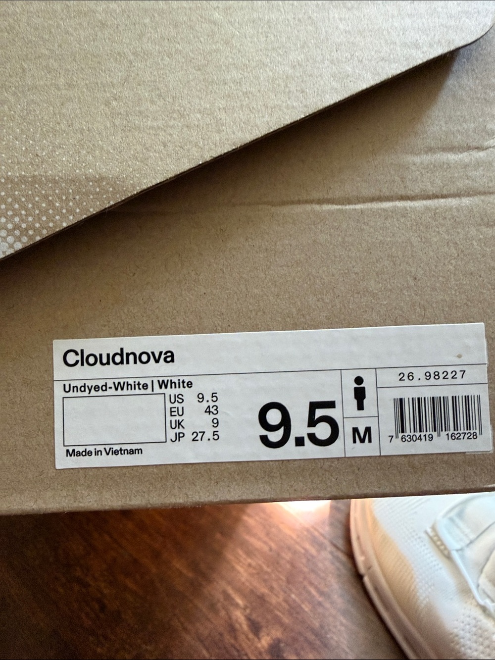 Cloudnova Men’s Athletic Shoes — Undyed White- worn once